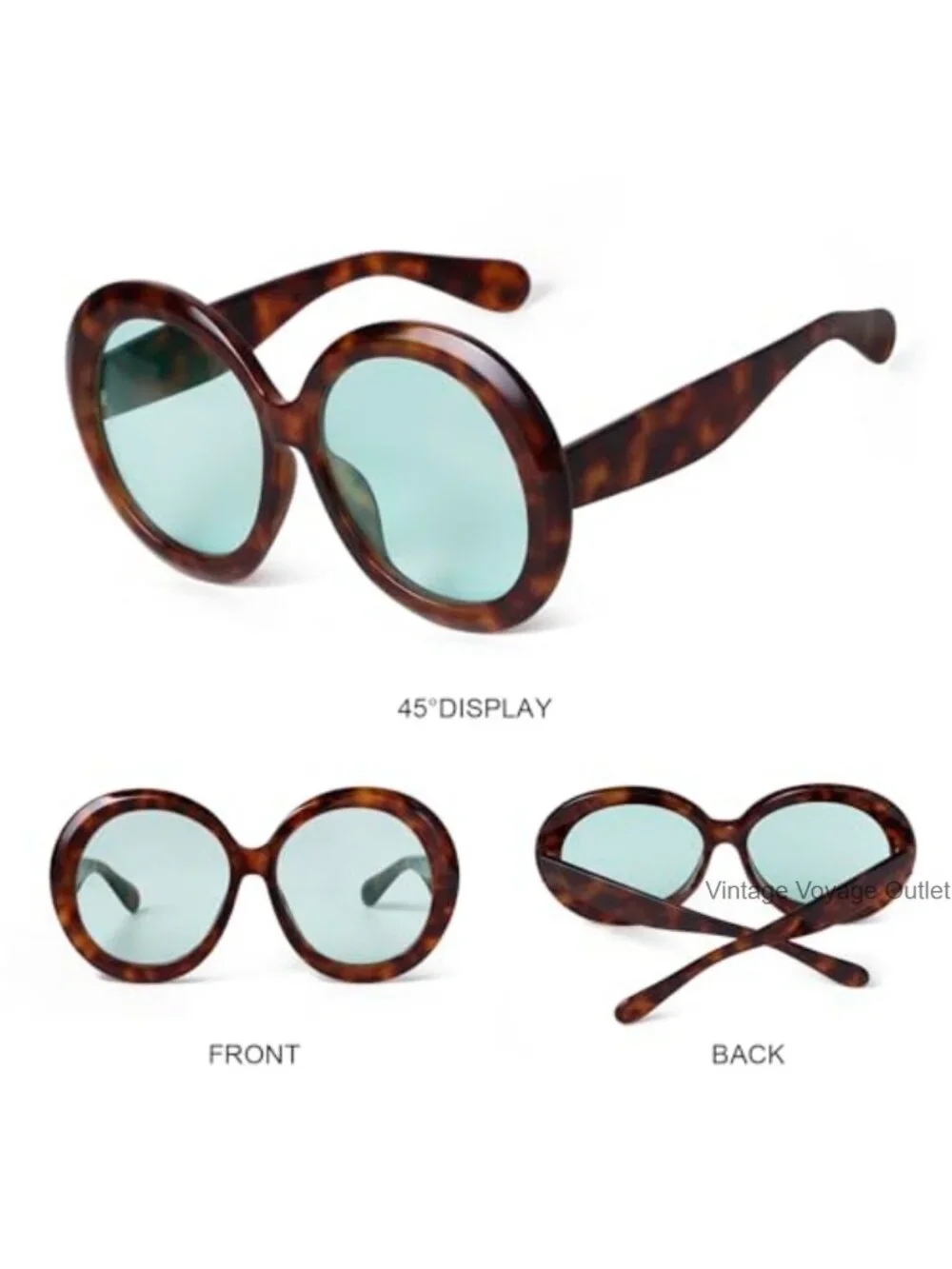Oversized Round Plastic Sunglasses for Women UV400 Retro Circle Frame